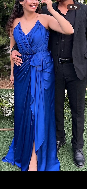 ILMIO Kırlangıç yaka drapeli abiye - Görsel 5