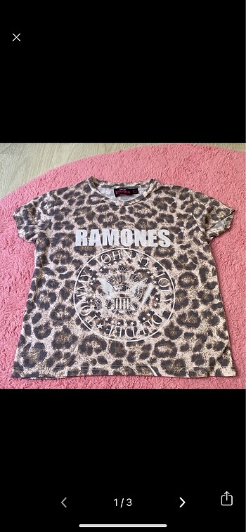 Y2k ramones leopar tişört