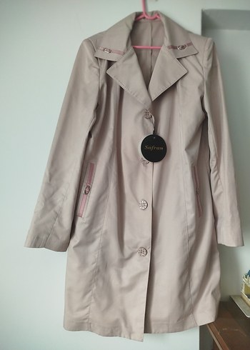 Pembe pudra arasi Midi Trençkot ve Desenli Şal - Görsel 4