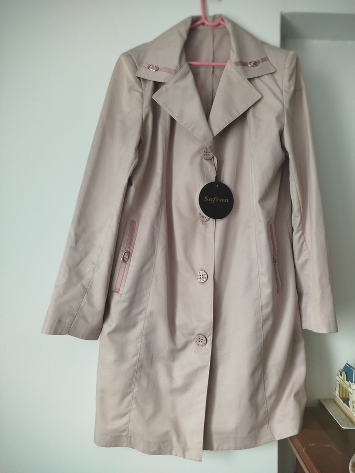 Pembe pudra arasi Midi Trençkot ve Desenli Şal - Görsel 4