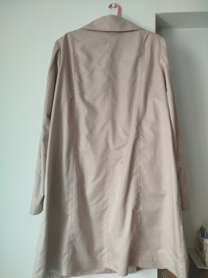 Pembe pudra arasi Midi Trençkot ve Desenli Şal - Görsel 3