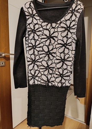 Gri Nakışlı Kadın Triko Kazak - Görsel 2