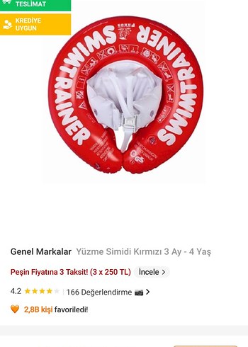 Turuncu Çocuk Yüzme Simidi swim trainer fred 3ay-4 yaş - Görsel 2