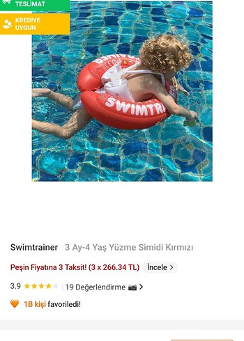 Turuncu Çocuk Yüzme Simidi swim trainer fred 3ay-4 yaş - Görsel 3