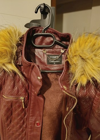 Bordo Kürklü Deri Kadın Ceketi - Görsel 2