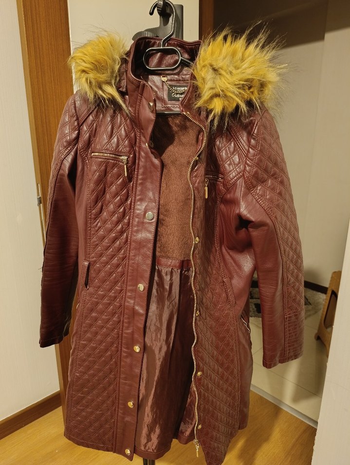 Bordo Kürklü Deri Kadın Ceketi - Görsel 3