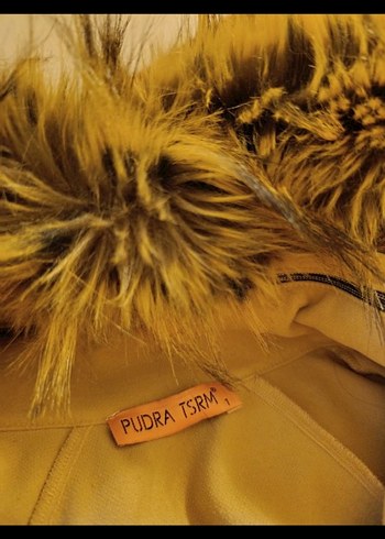 Kürk Detaylı Bej Kadın Uzun Kaban kaşe - Görsel 4