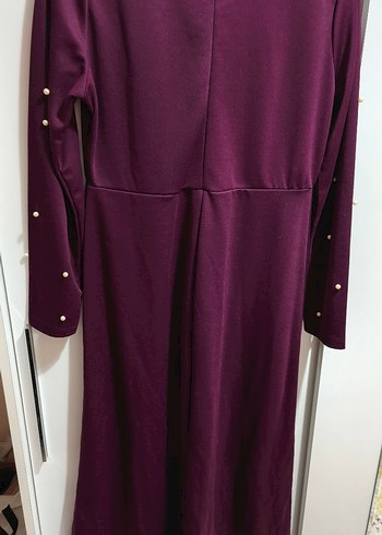 İnci Boncuk Detaylı Mor Uzun Elbise - Görsel 2