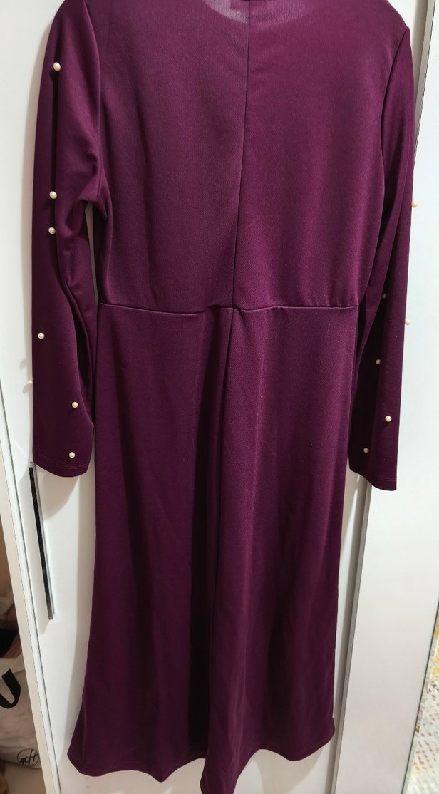 İnci Boncuk Detaylı Mor Uzun Elbise - Görsel 2