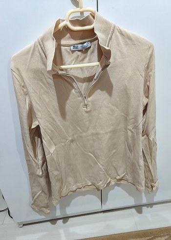 Bej Uzun Kollu Pamuklu Kadın Bluz - Görsel 3