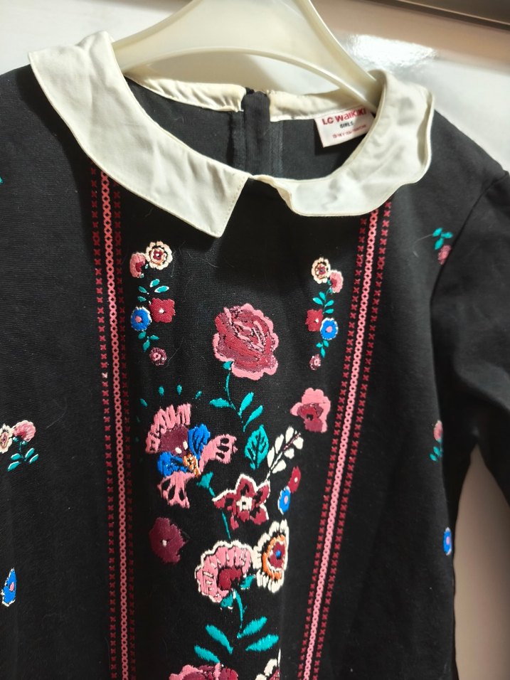 Çiçek Nakışlı Bohem Kız Elbisesi - Görsel 3