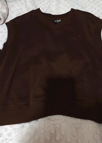 Kahverengi V Yaka Kolsuz Kadın Süveter - Görsel 5