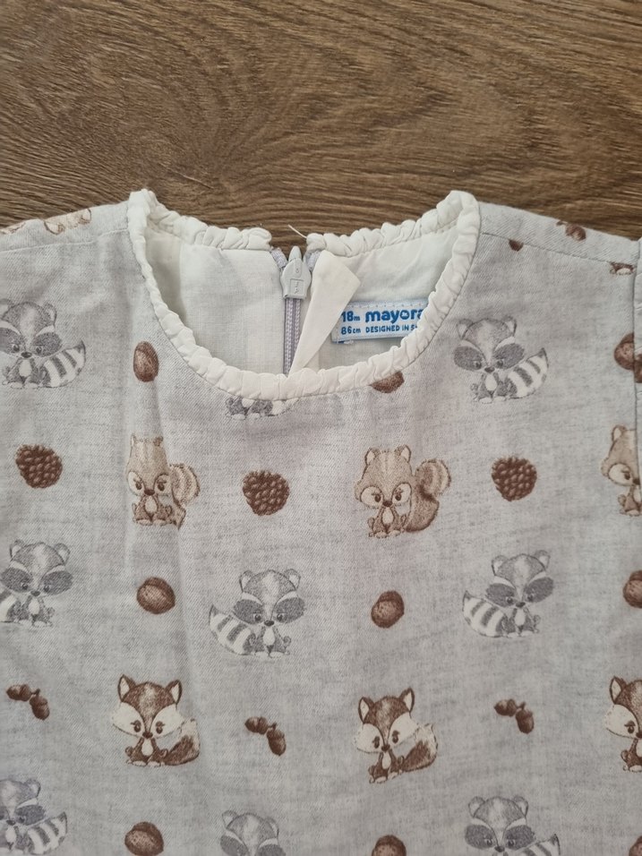 MAYORAL Kız Çocuk Bej Desenli Kısa Kollu Elbise - Görsel 3