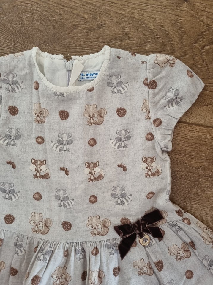 MAYORAL Kız Çocuk Bej Desenli Kısa Kollu Elbise - Görsel 2