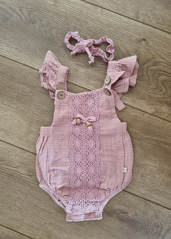 Dantel Detaylı Pembe Bebek Tulum