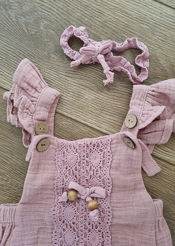 HelloBaby Dantel Detaylı Pembe Bebek Tulum
