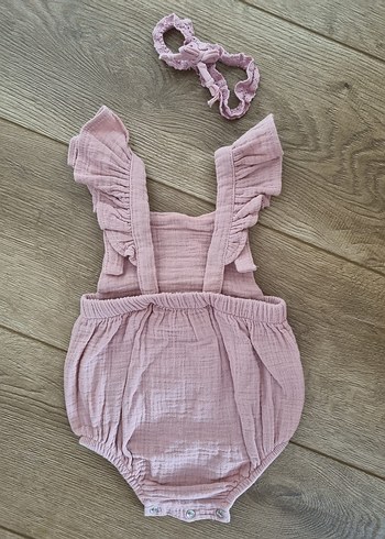 3 Ay Beden Dantel Detaylı Pembe Bebek Tulum
