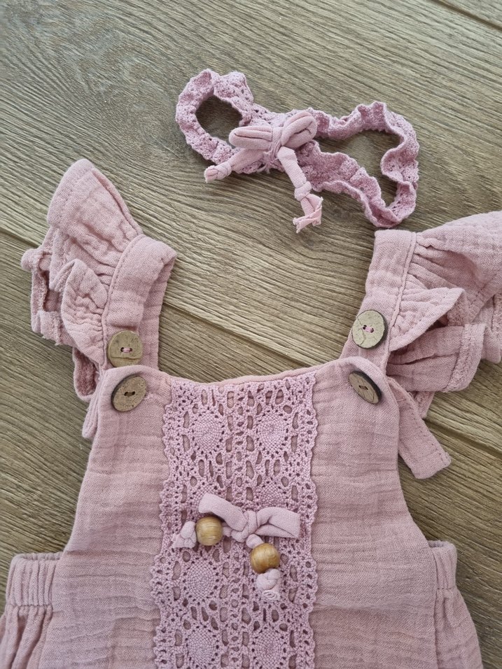Dantel Detaylı Pembe Bebek Tulum - Görsel 2