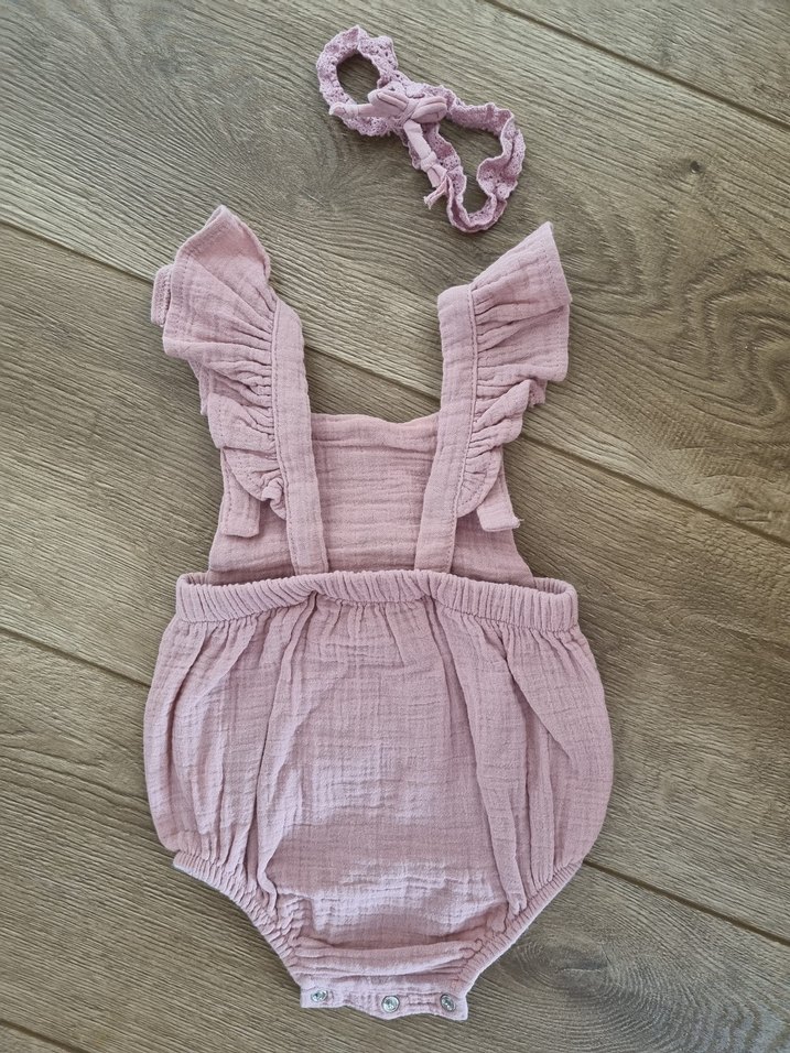 Dantel Detaylı Pembe Bebek Tulum - Görsel 3