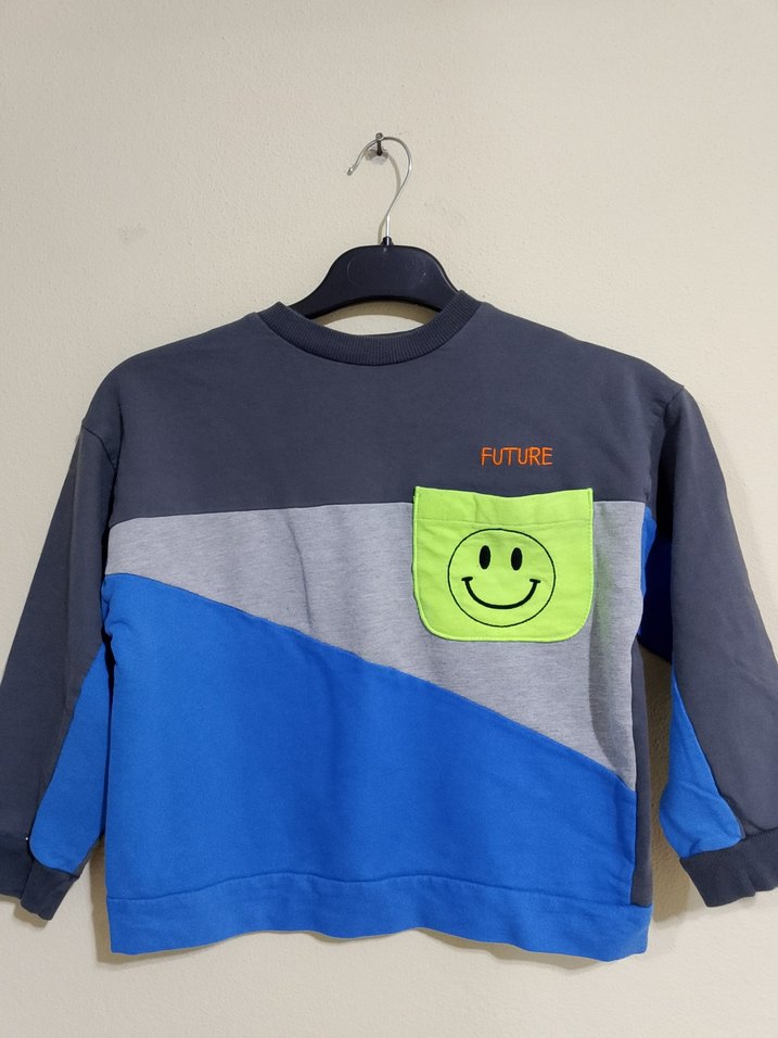 Baskılı Renkli erkek çocuk Sweatshirt - Görsel 4
