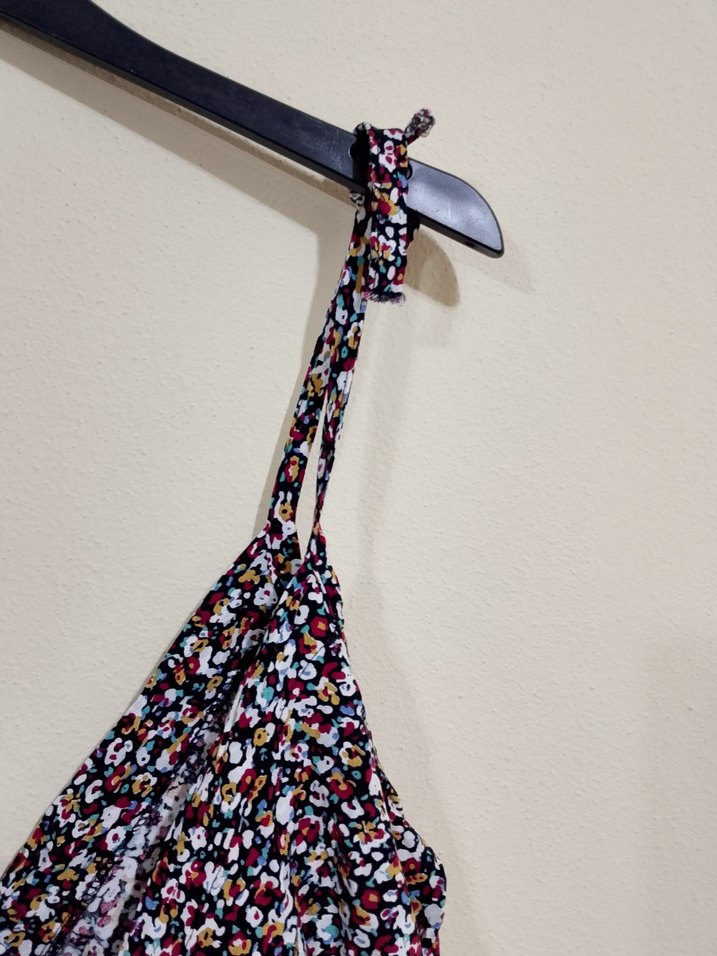 Çok Renkli Askılı Mini Bohem Elbise - Görsel 2