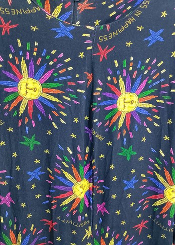 Uzun Kollu Renkli Kadın Elbise - Görsel 3