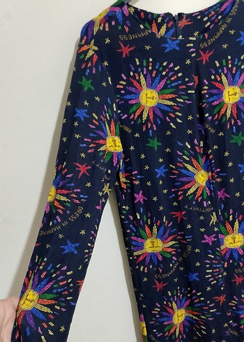 Uzun Kollu Renkli Kadın Elbise - Görsel 2