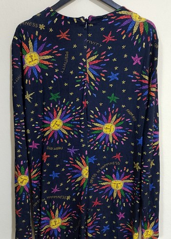 Uzun Kollu Renkli Kadın Elbise - Görsel 4