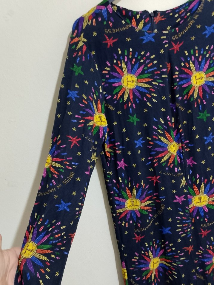 Uzun Kollu Renkli Kadın Elbise - Görsel 2