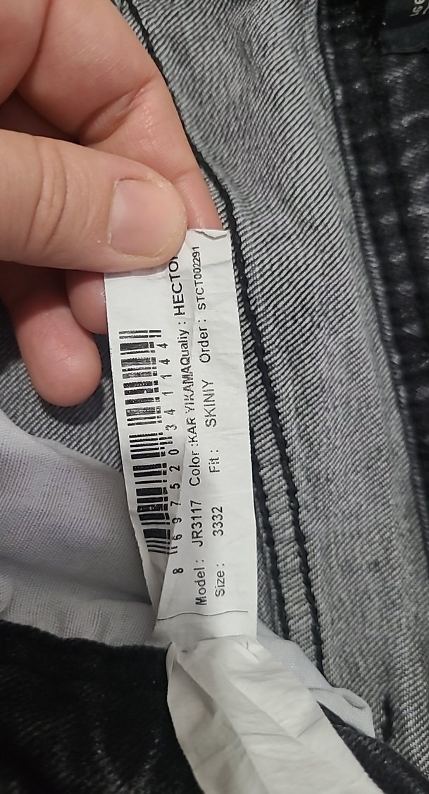 Gri Batik Desenli erkek Jean Pantolon - Görsel 3