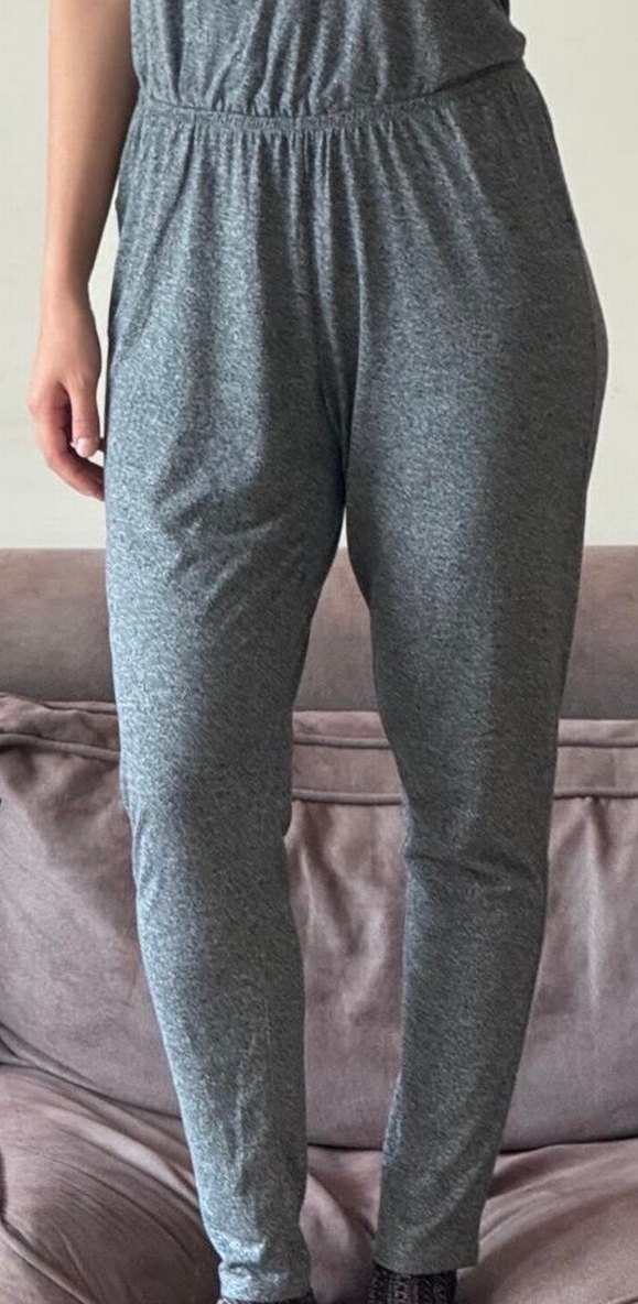 Gri V Yakalı Kadın Uzun Tulum - Görsel 5