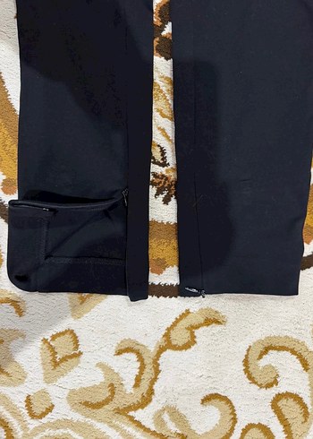 Stefanel Gümüş Fermuar Detaylı Siyah Slim Fit Pantolon - Görsel 7