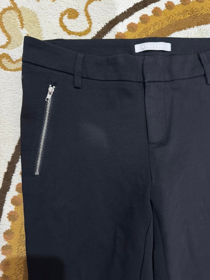 Stefanel Gümüş Fermuar Detaylı Siyah Slim Fit Pantolon - Görsel 3