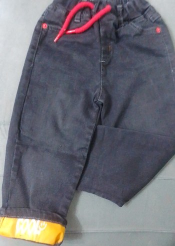 Düğmeli Gri Erkek Çocuk Denim Pantolon