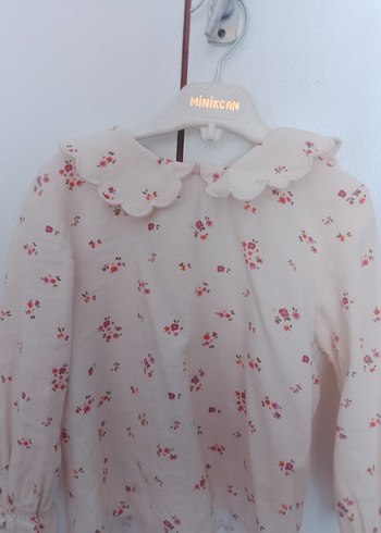 4 Yaş Beden Kız Çocuk Pembe Pamuklu Uzun Kollu Bluz