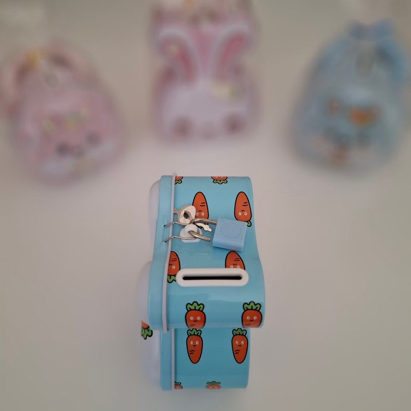 Mavi Tavşan Kumbara. Çocuk Ve Yetişkin İçin Kilitli Kumbara - Görsel 2