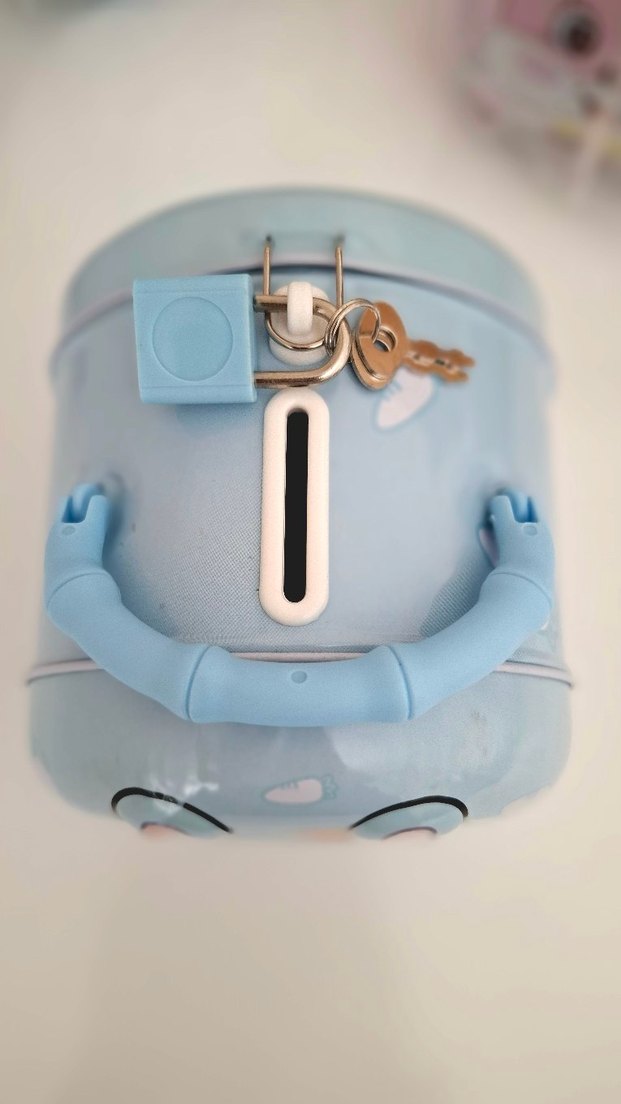 Mavi Kulplu Tavşan Kumbara. Çocuk Ve Yetişkin. Kilitli Kumbara - Görsel 2