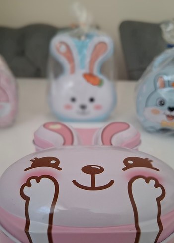 Pembe Tavşan Desenli Kilitli Kumbara. Çocuk Ve Yetişkin İçin. - Görsel 4