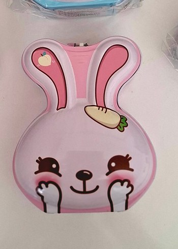 Pembe Tavşan Desenli Kilitli Kumbara. Çocuk Ve Yetişkin İçin. - Görsel 3