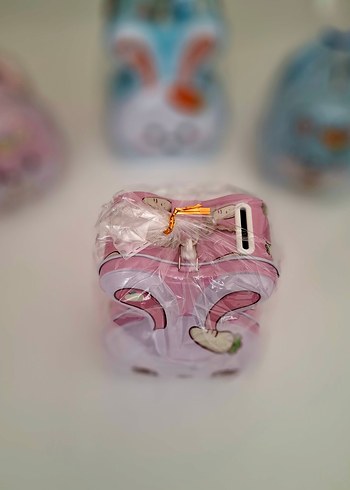 Pembe Tavşan Desenli Kilitli Kumbara. Çocuk Ve Yetişkin İçin. - Görsel 6