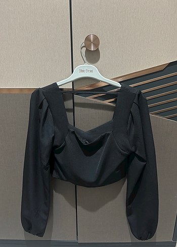 Siyah Drapeli Uzun Kollu Kadın Bluz - Görsel 4