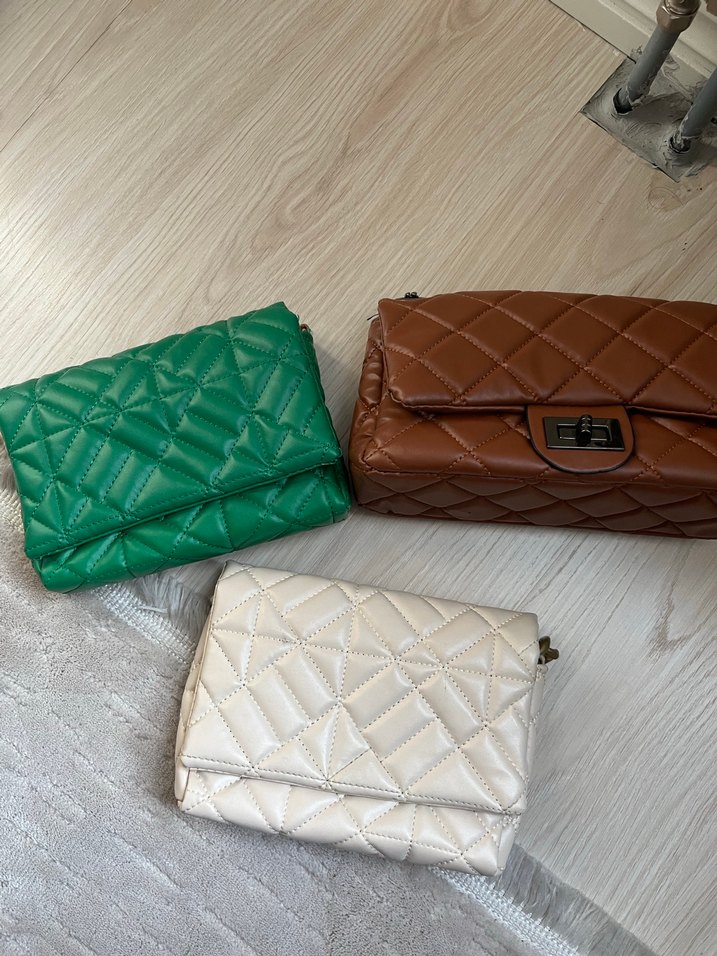 3lü Satım Zincir Detaylı Çok Renkli Deri Kadın Çanta - Görsel 2