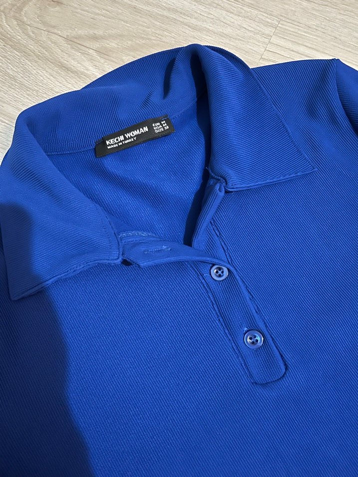 Uzun Kollu Mavi Polo Tişört - Görsel 3