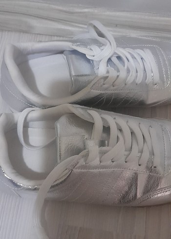 Beyaz Metalik Kadın Spor Ayakkabı - Görsel 6