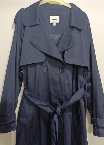 Lacivert koton Kadın Trençkot - Görsel 2