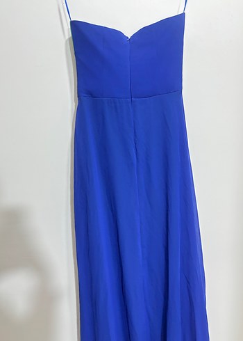 Straplez Uzun Mavi Yeşil Abiye Elbise - Görsel 6