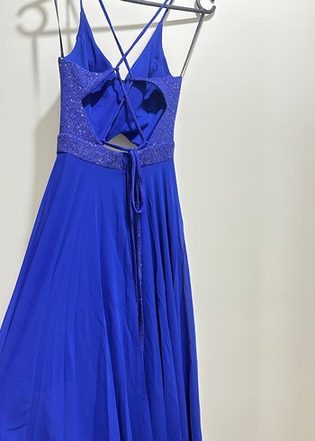 Mavi Sırt dekolteli Abiye Elbise - Görsel 4