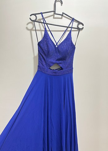 Mavi Sırt dekolteli Abiye Elbise - Görsel 2