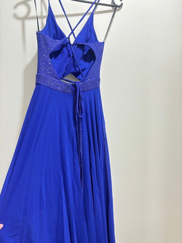 Mavi Sırt dekolteli Abiye Elbise - Görsel 4