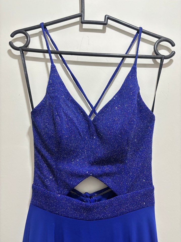 Mavi Sırt dekolteli Abiye Elbise - Görsel 3